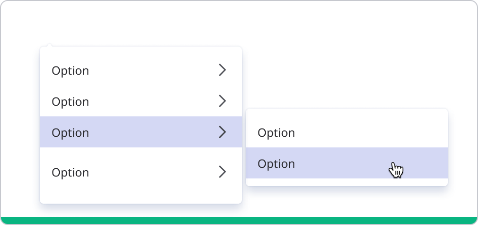 Cascading menu with only one submenu level.