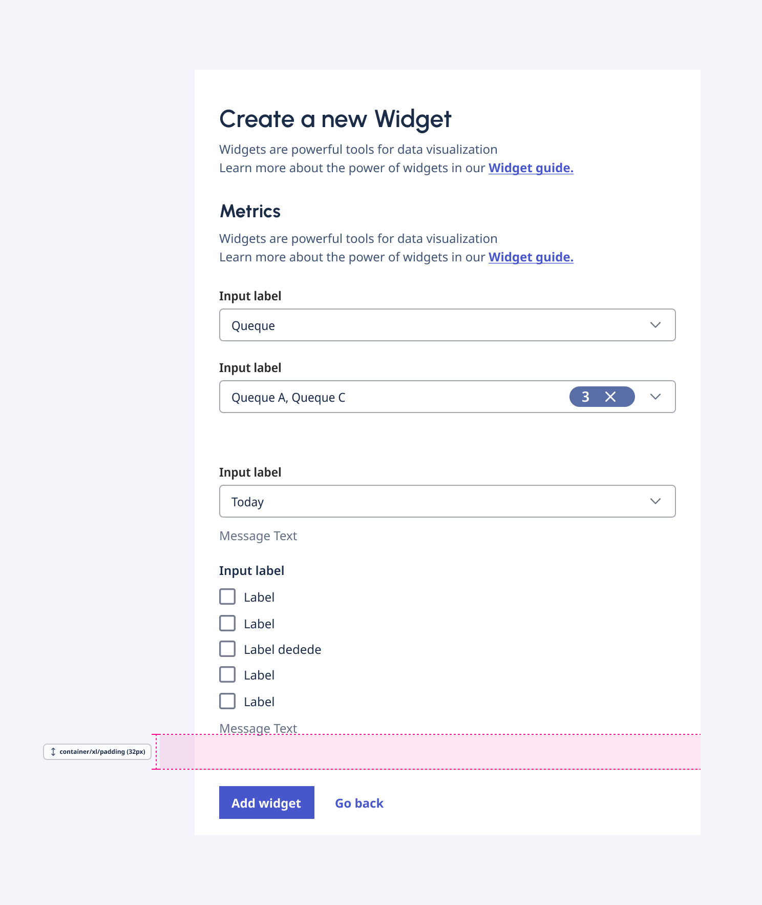 The recommended gap between the last form control of the form and its footer.