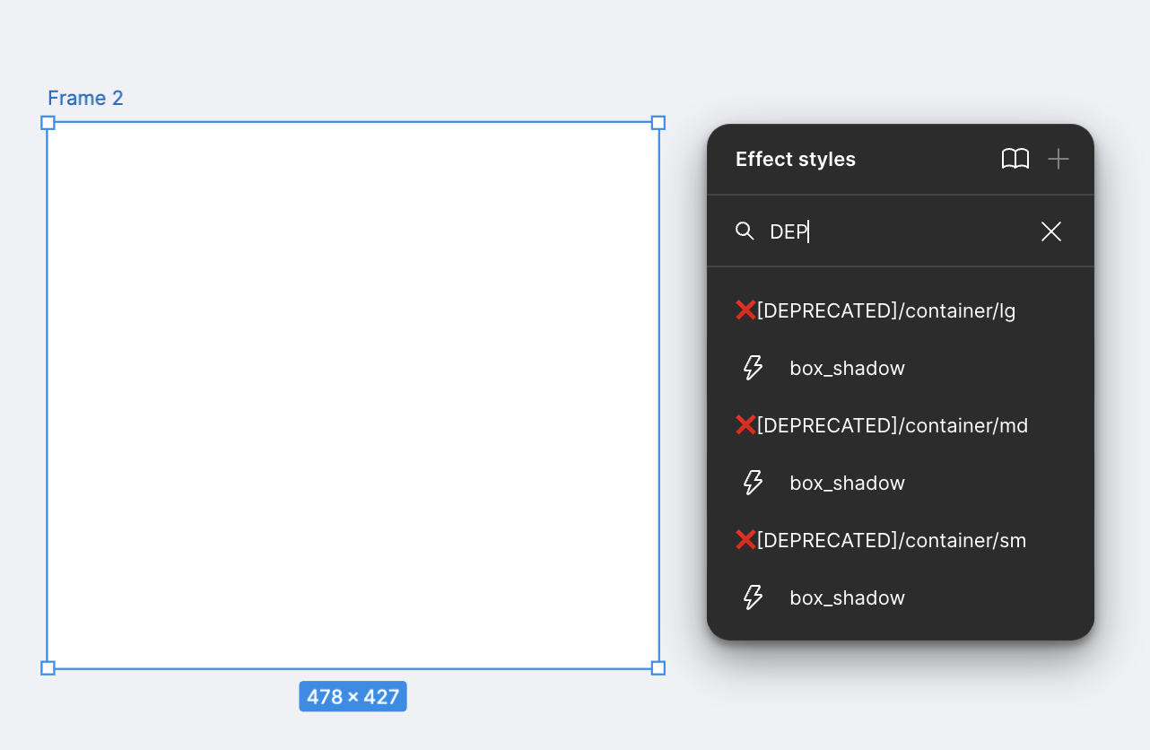 Deprecated shadow effects have the [DEPRECATED] prefix.