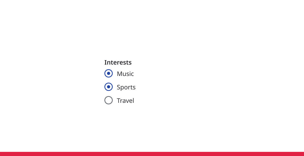 Question with radio button options, with multiple selected.