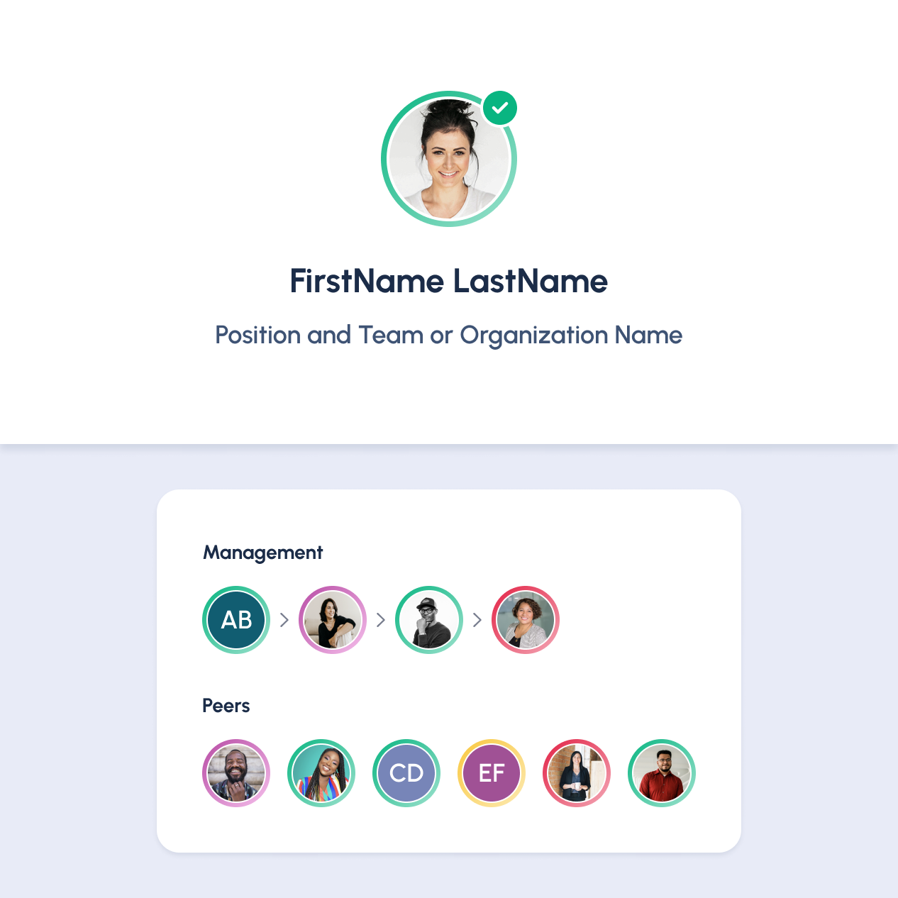 Example of user’s profile public view.