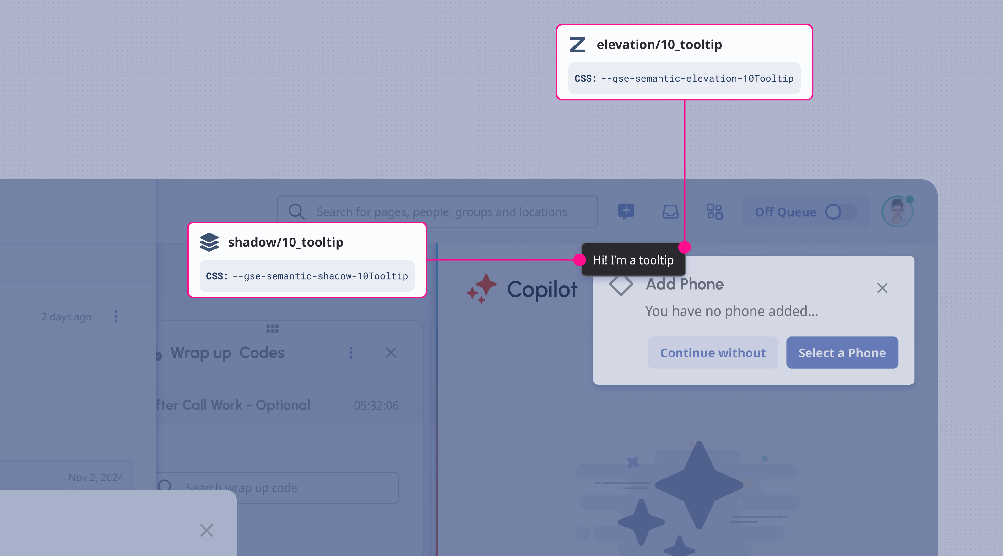 A Tooltip using its Shadow style and Z-Index value.