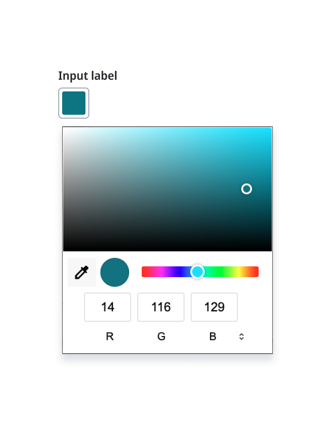 Color picker with browser’s (Chrome) color picker interface open.