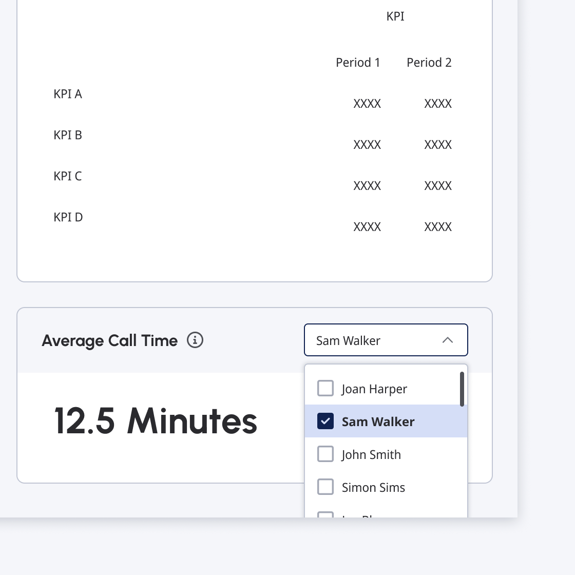 Dashboard with dropdown cut off at the bottom of the page.