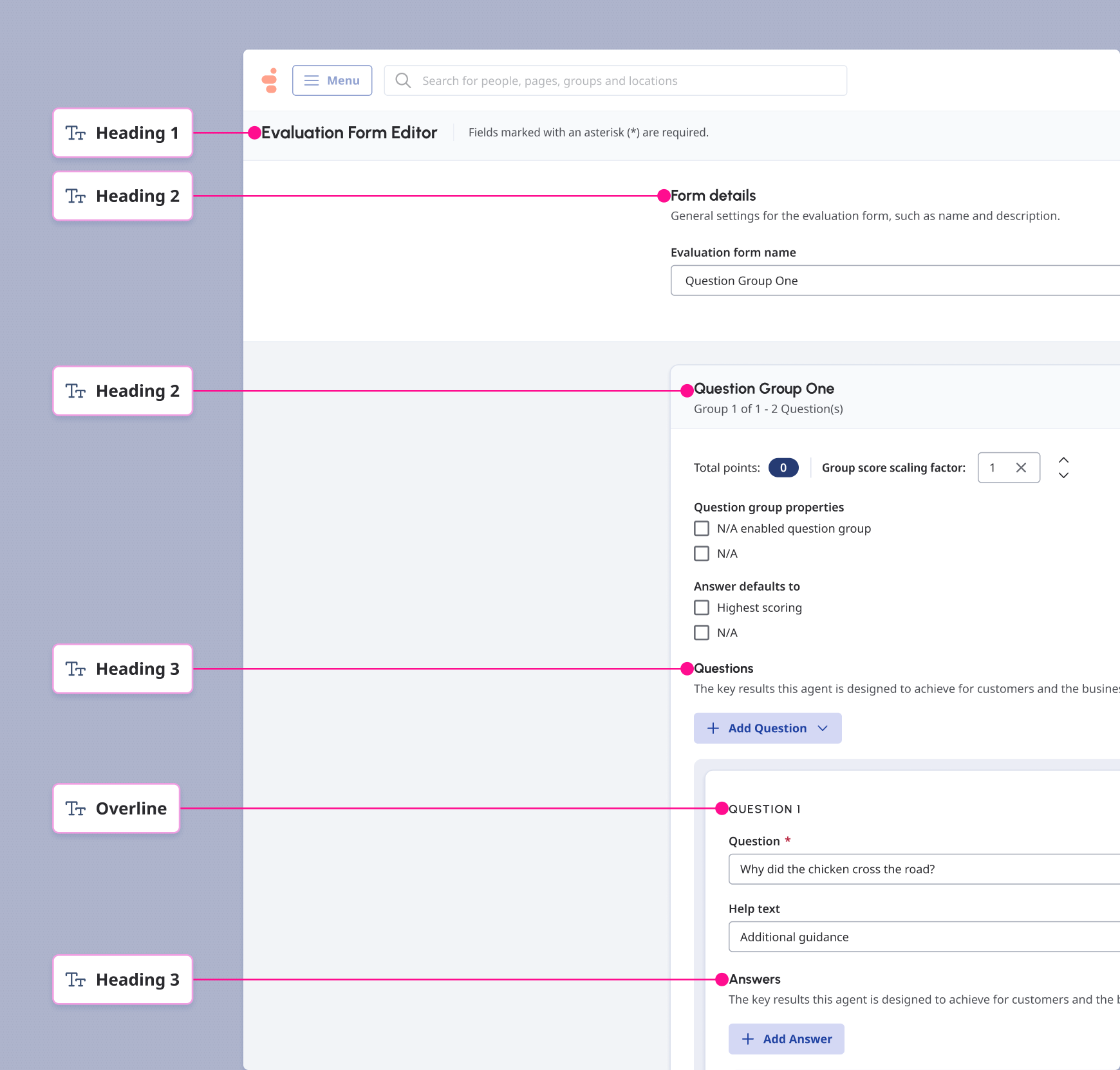 A showcase of all of our main headings.