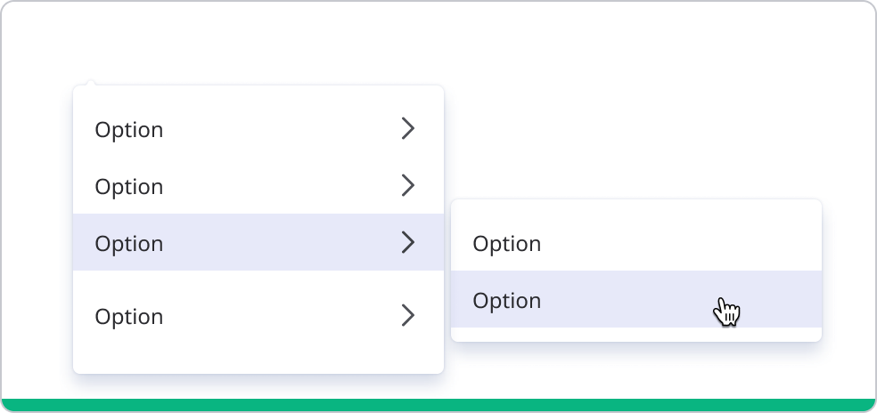 Cascading menu with only one submenu level.