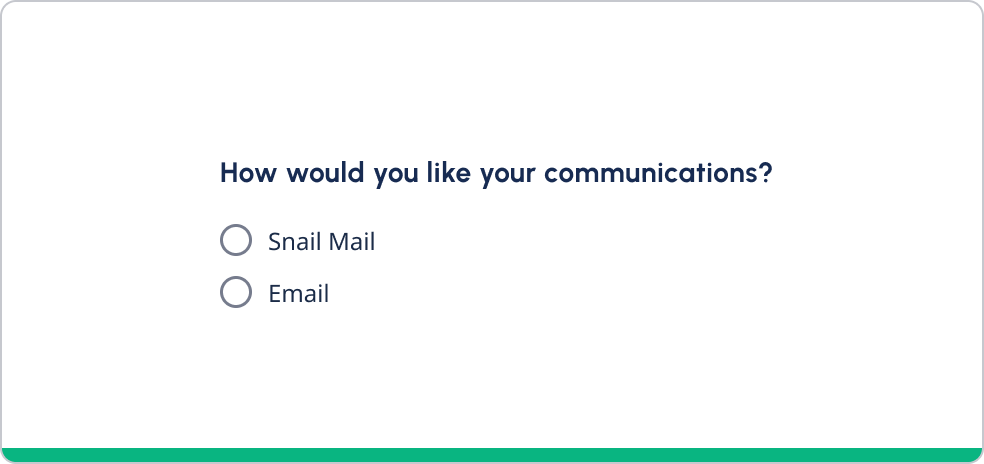 Question with two radio button options below.