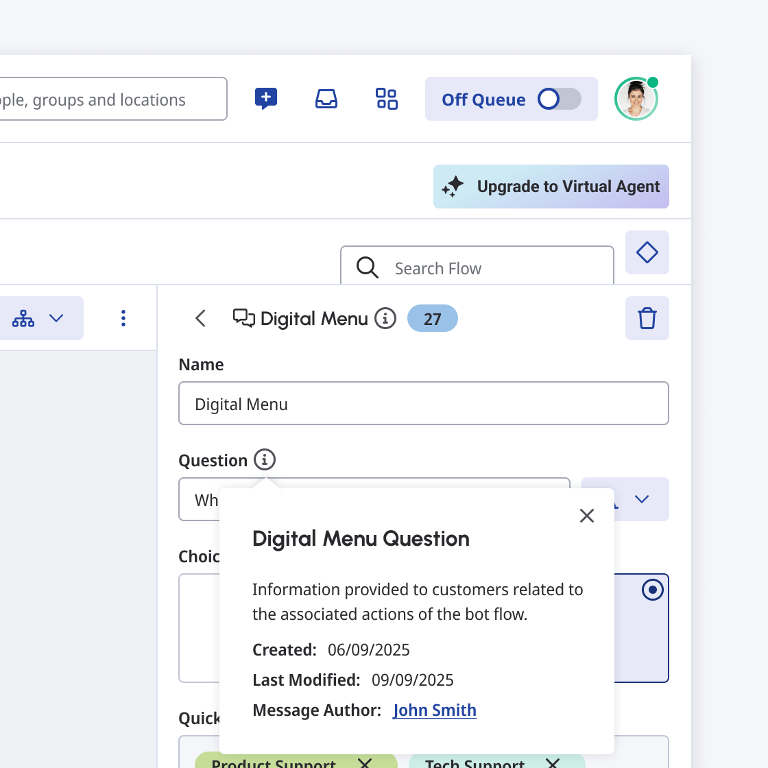 A persistent popover with lots of information and an action visible on the screen.