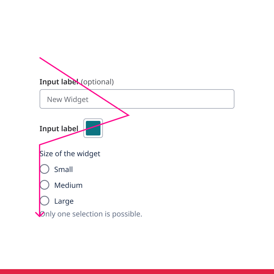 Stacked form section with content below the label, except for one section.