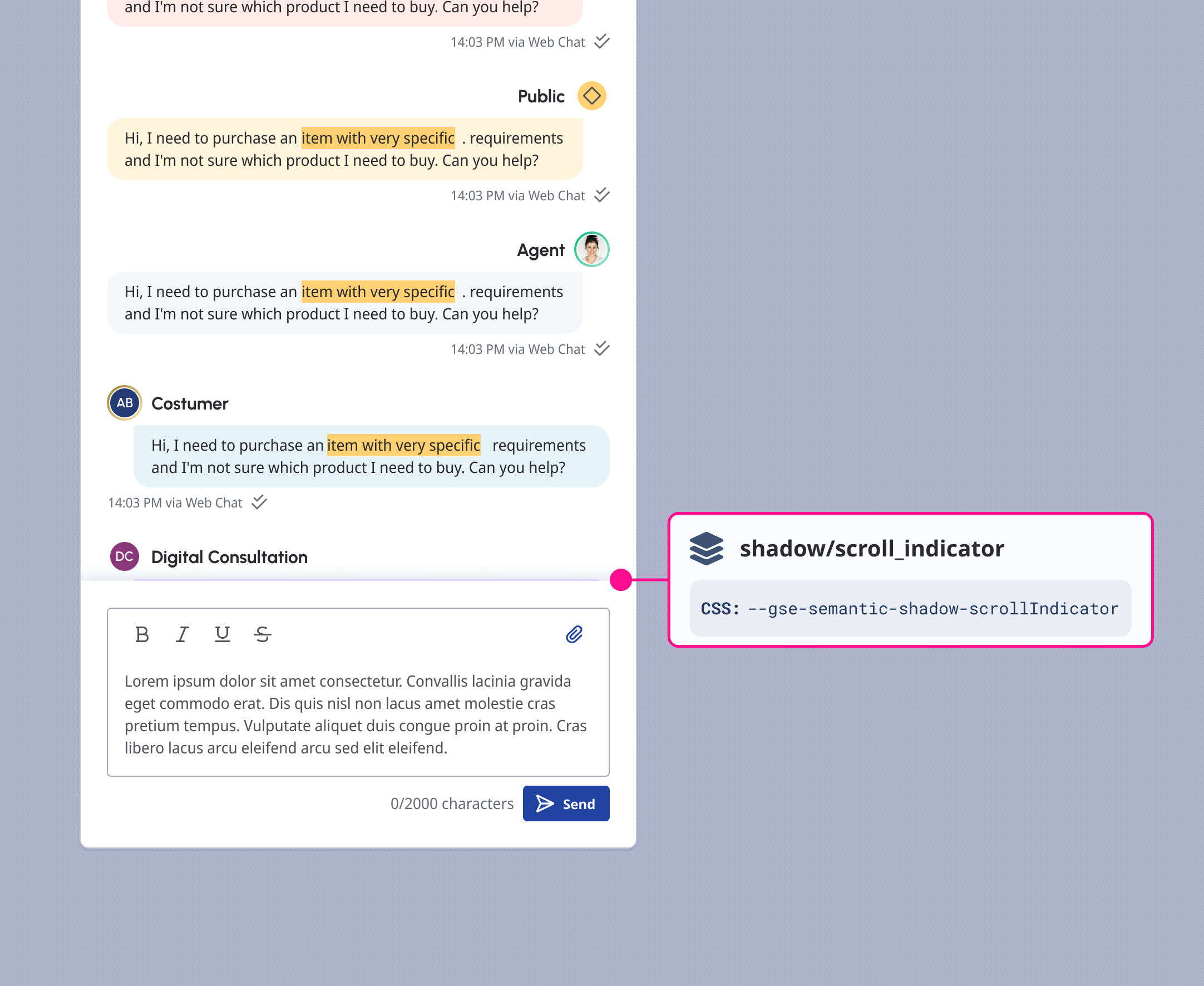 Use this shadow style to cue the user of more content.