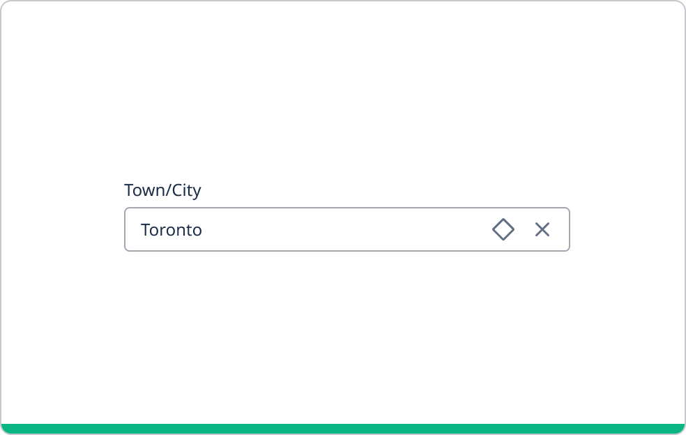 Text field for town/city stating 'Toronto'.