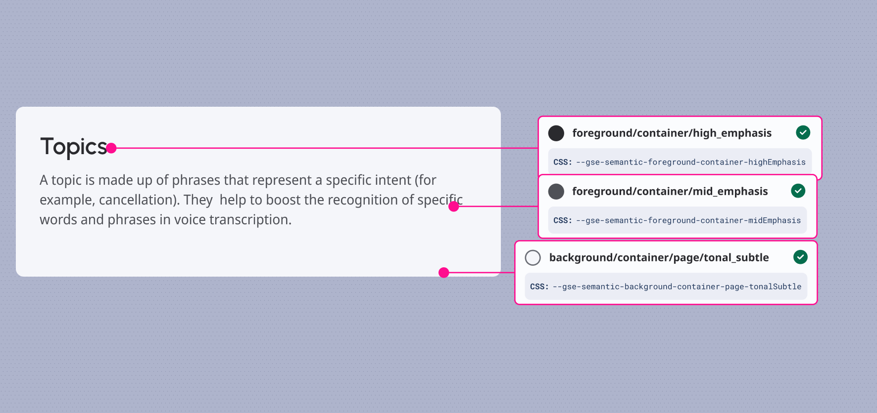 Foreground container emphasis colors pair perfectly with page or elevated background colors.