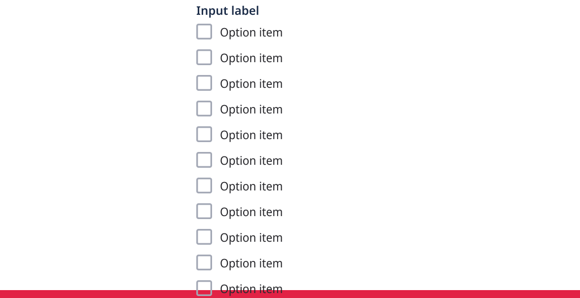 Long list of checkbox options that allows multiple selection under a label.