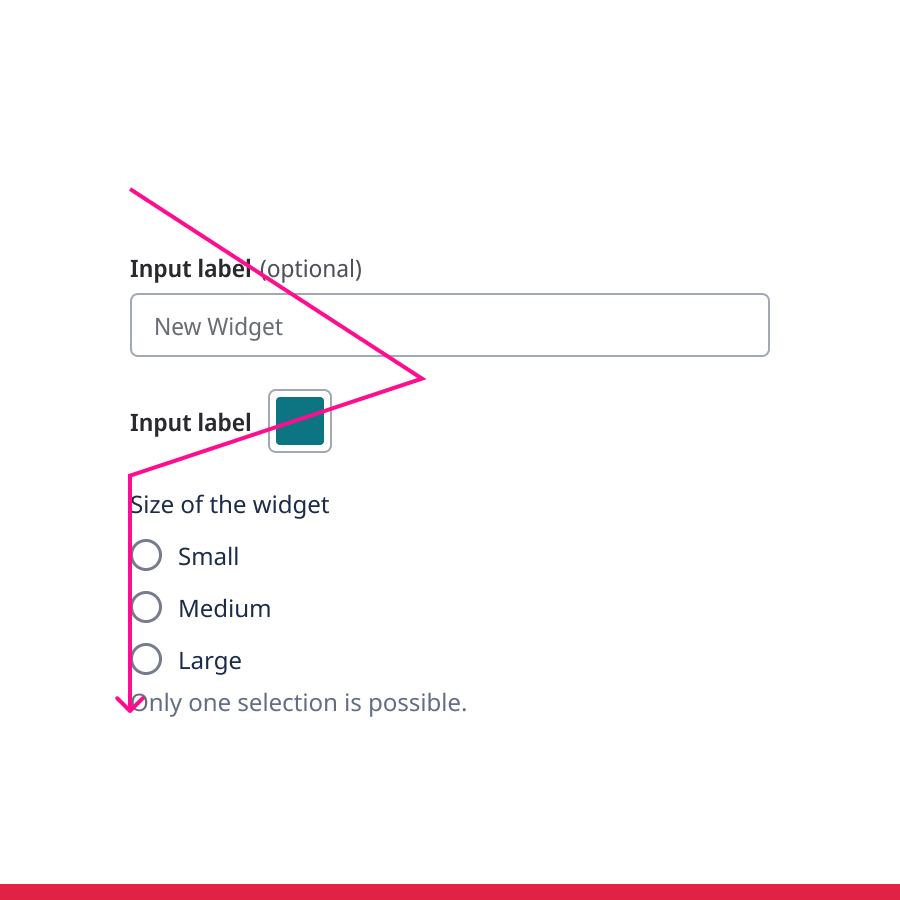 Stacked form section with content below the label, except for one section.
