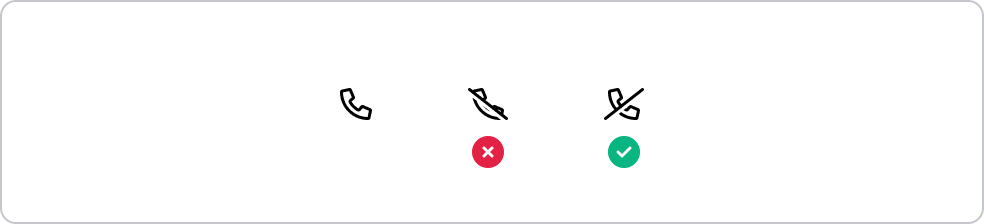 Exceptions to the backslash [\] orientation is reserved for instances when key elements get covered that risk the effective visual communication of the icon. A common slash [/] orientation will be used instead in those instances.