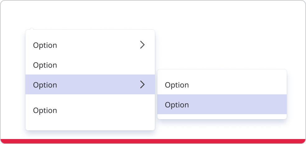 Cascading menu showing nested submenu aligned to selected parent option.