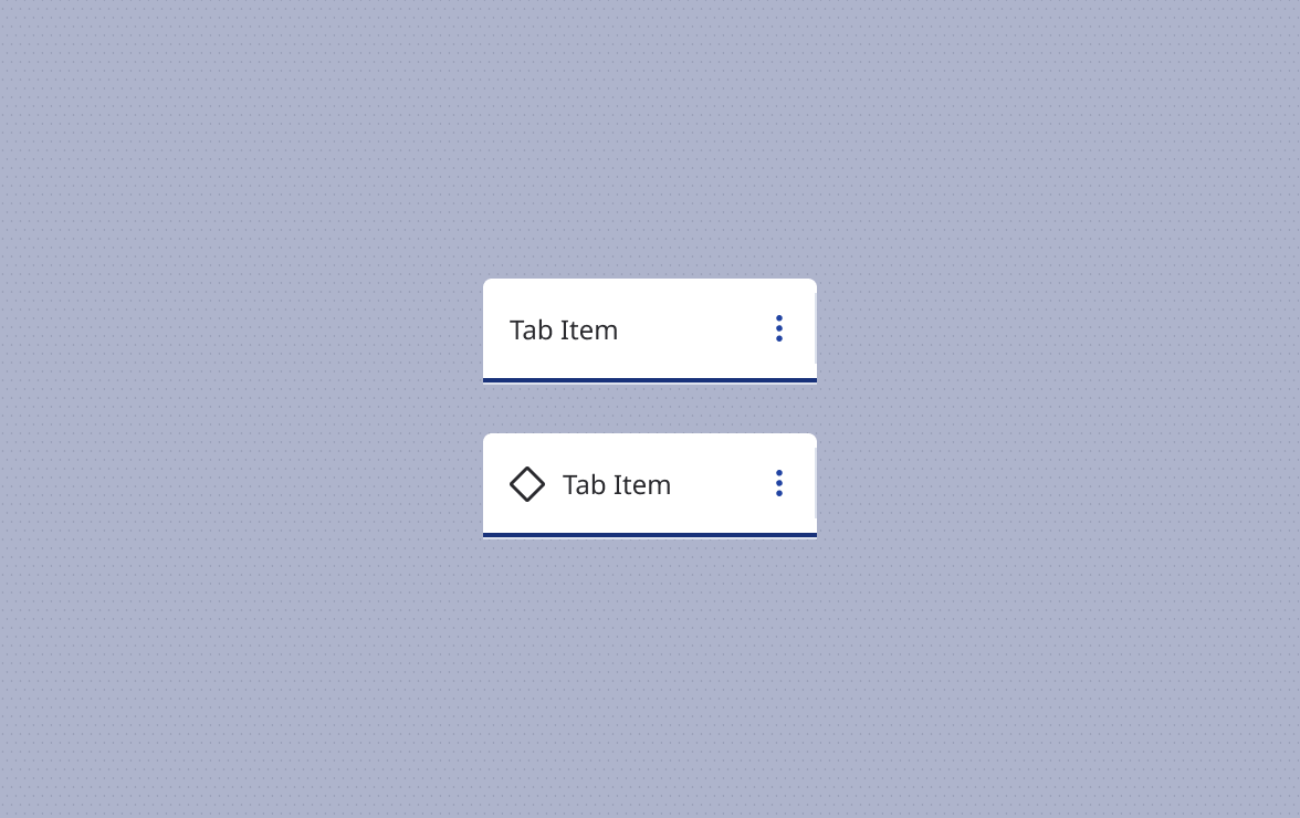 Tabs with labels or icon + label.