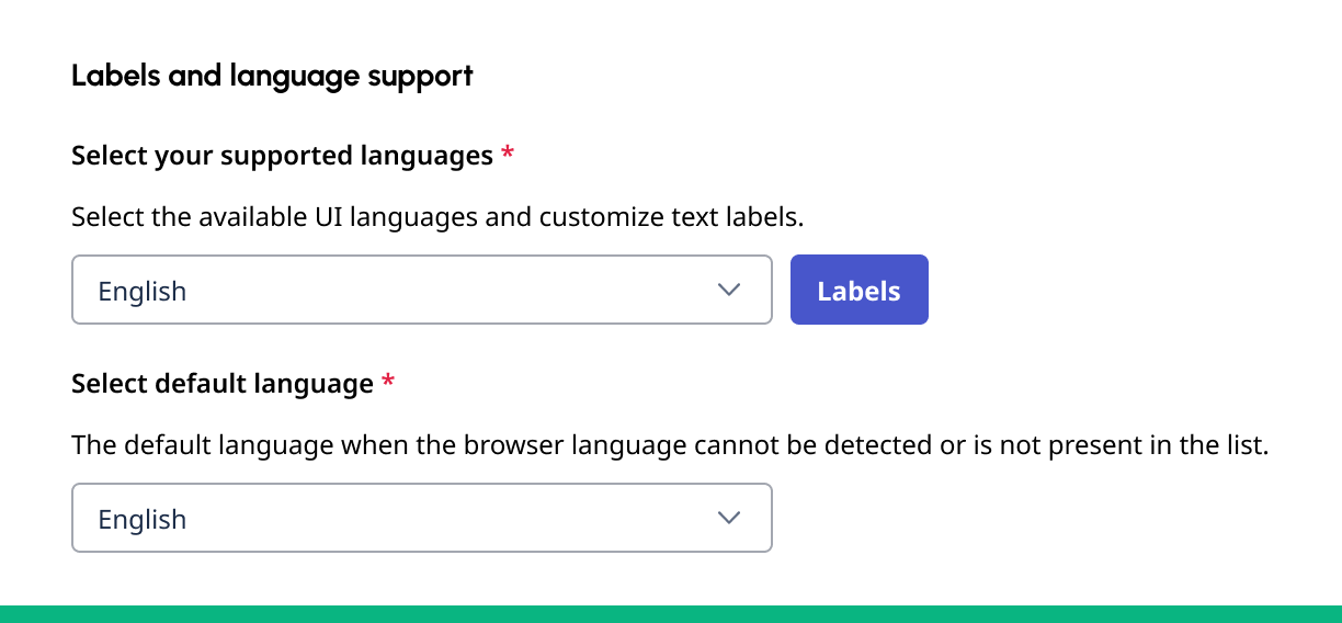 Language settings form in sentence case.