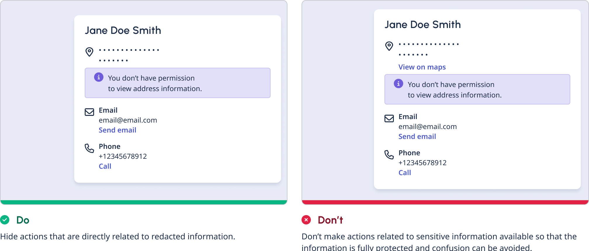 Dos and Donts: Actions and Redacted Information