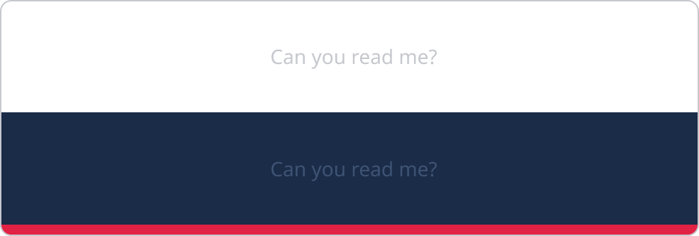 Light grey text on both a white background and navy background.