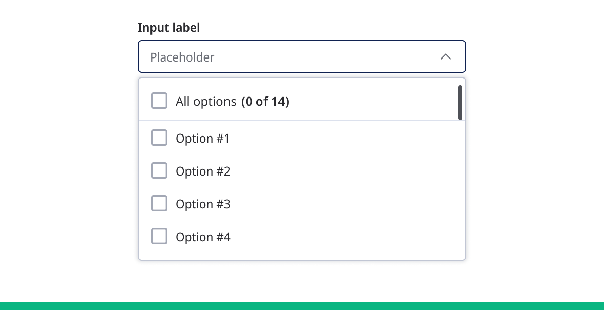 Multi-select dropdown with individual checkbox options and a select-all option at the top.