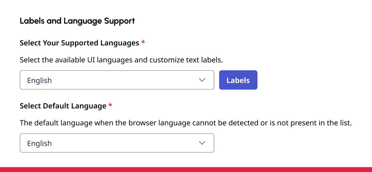 Language settings form with each word capitalised.