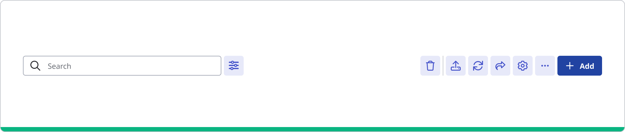 Table toolbar with a minimum amount of actions as possible.