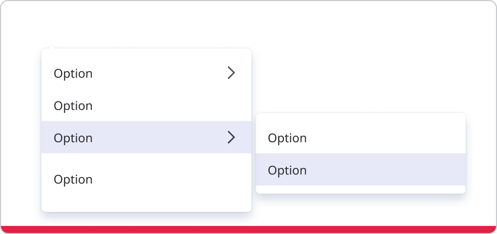 Cascading menu showing nested submenu aligned to selected parent option.