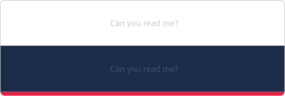 Light grey text on both a white background and navy background.