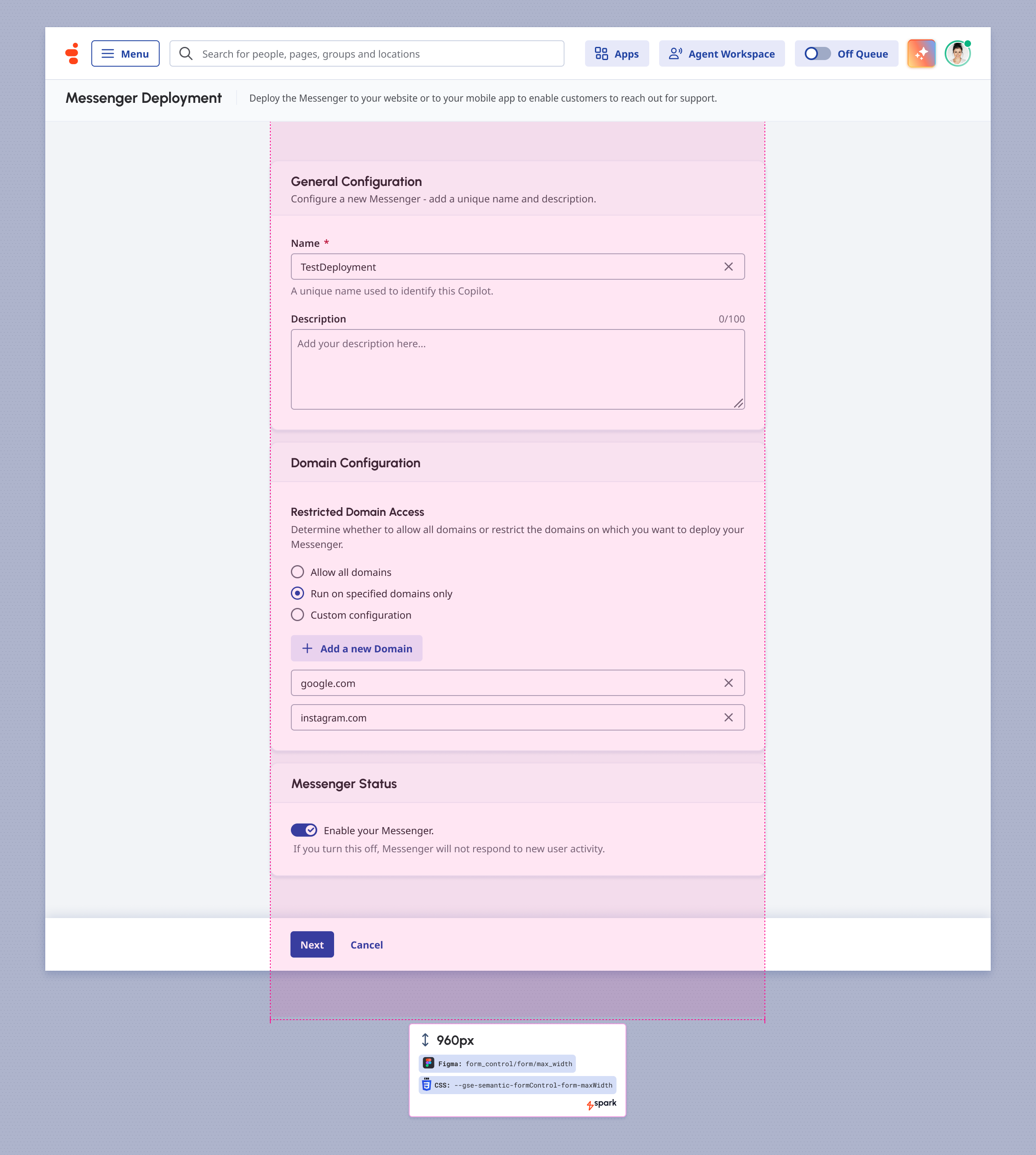 960px should be a form max-width, even if the screen goes beyond that.