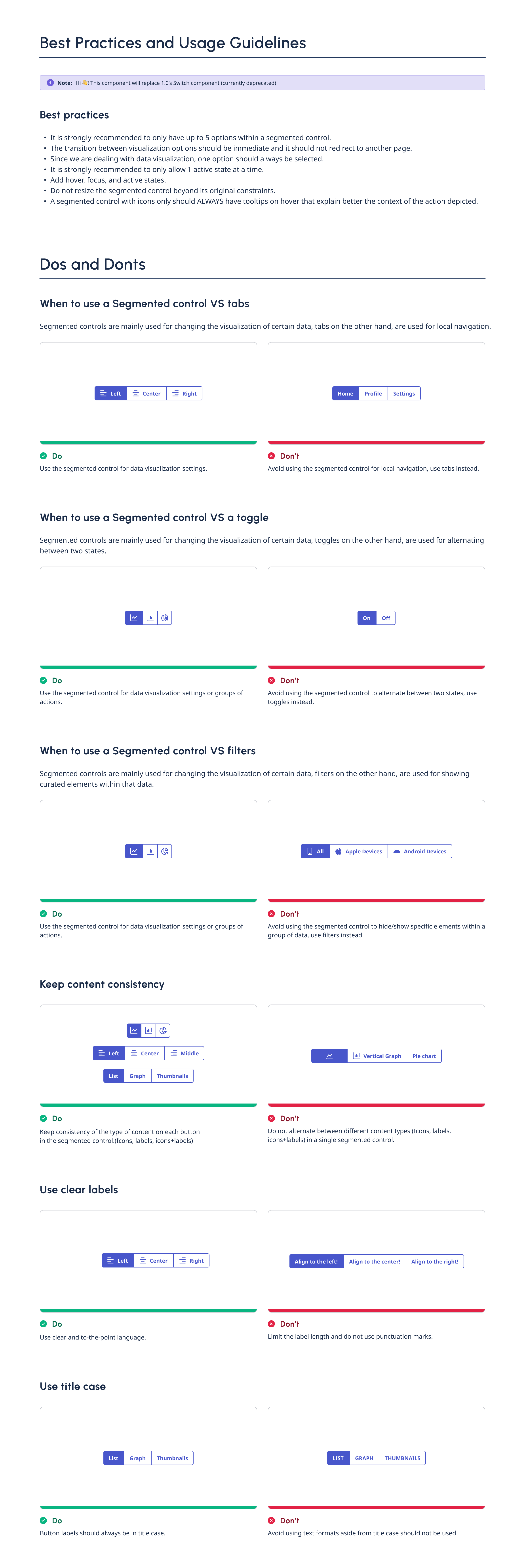 Segmented control - Usage Guidelines and Best Practices