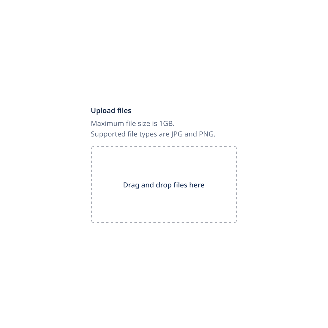 File upload with only a drop zone.