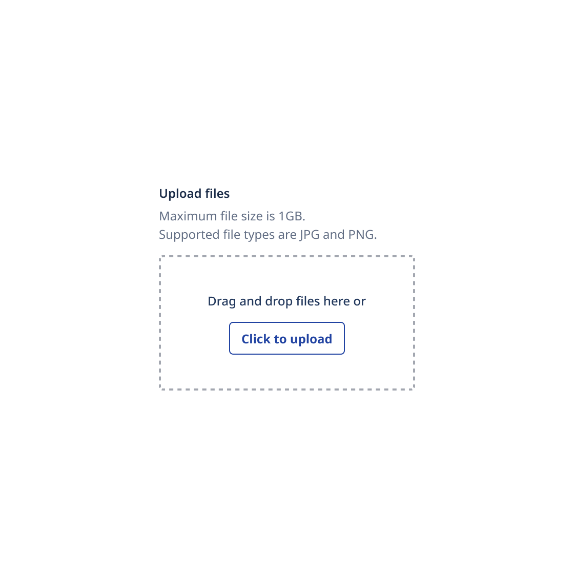 File upload with both drop zone and upload button.