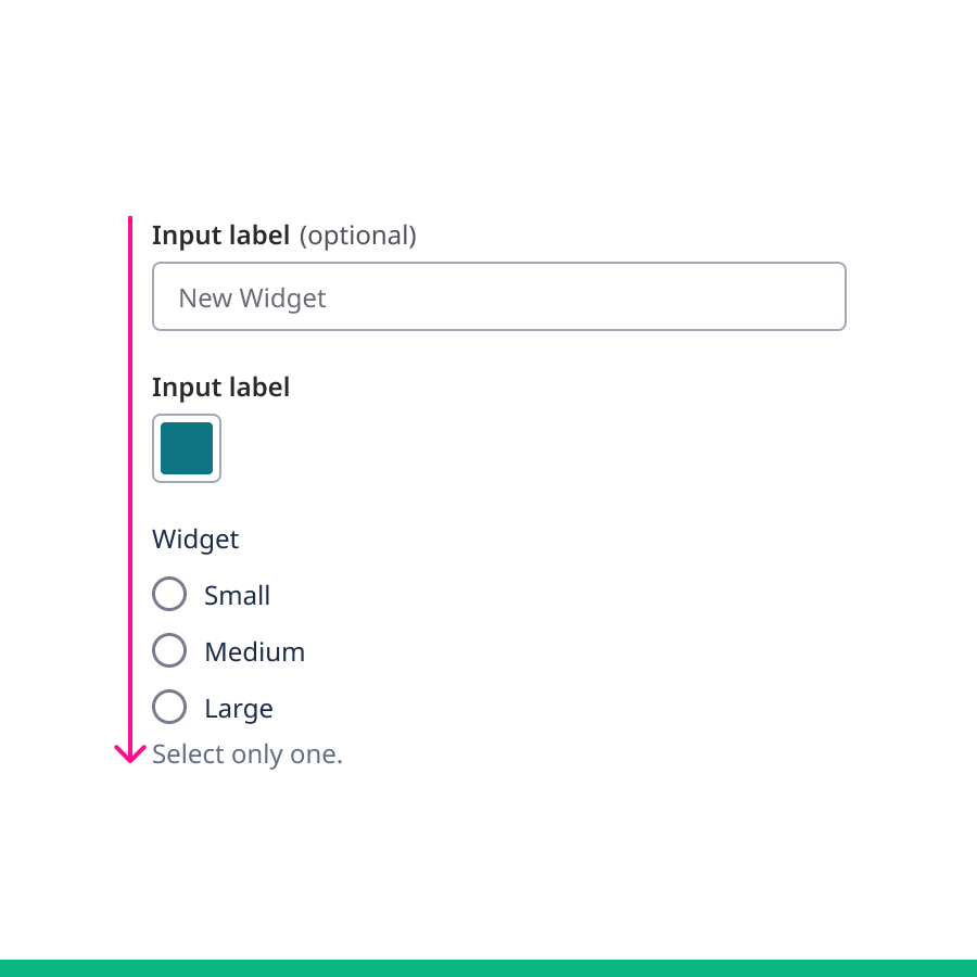 Stacked form section with content below the label, everything left-aligned.