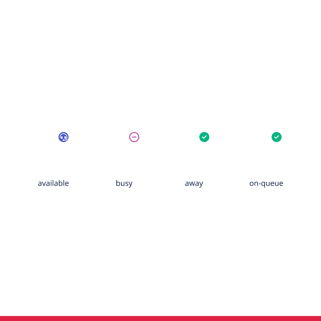 Four avatars all with different status badges.
