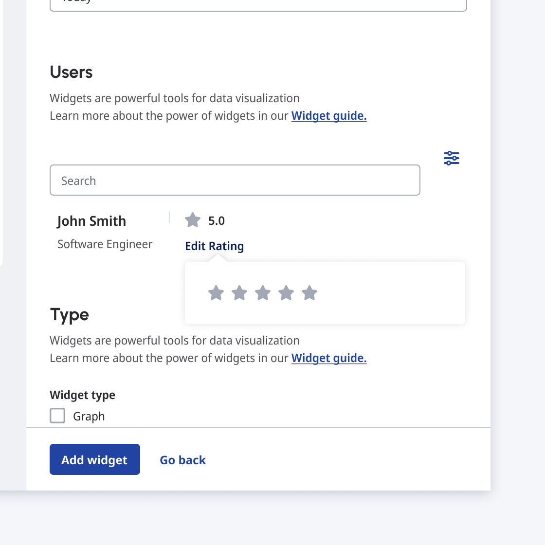 A popover without an action is visible. 