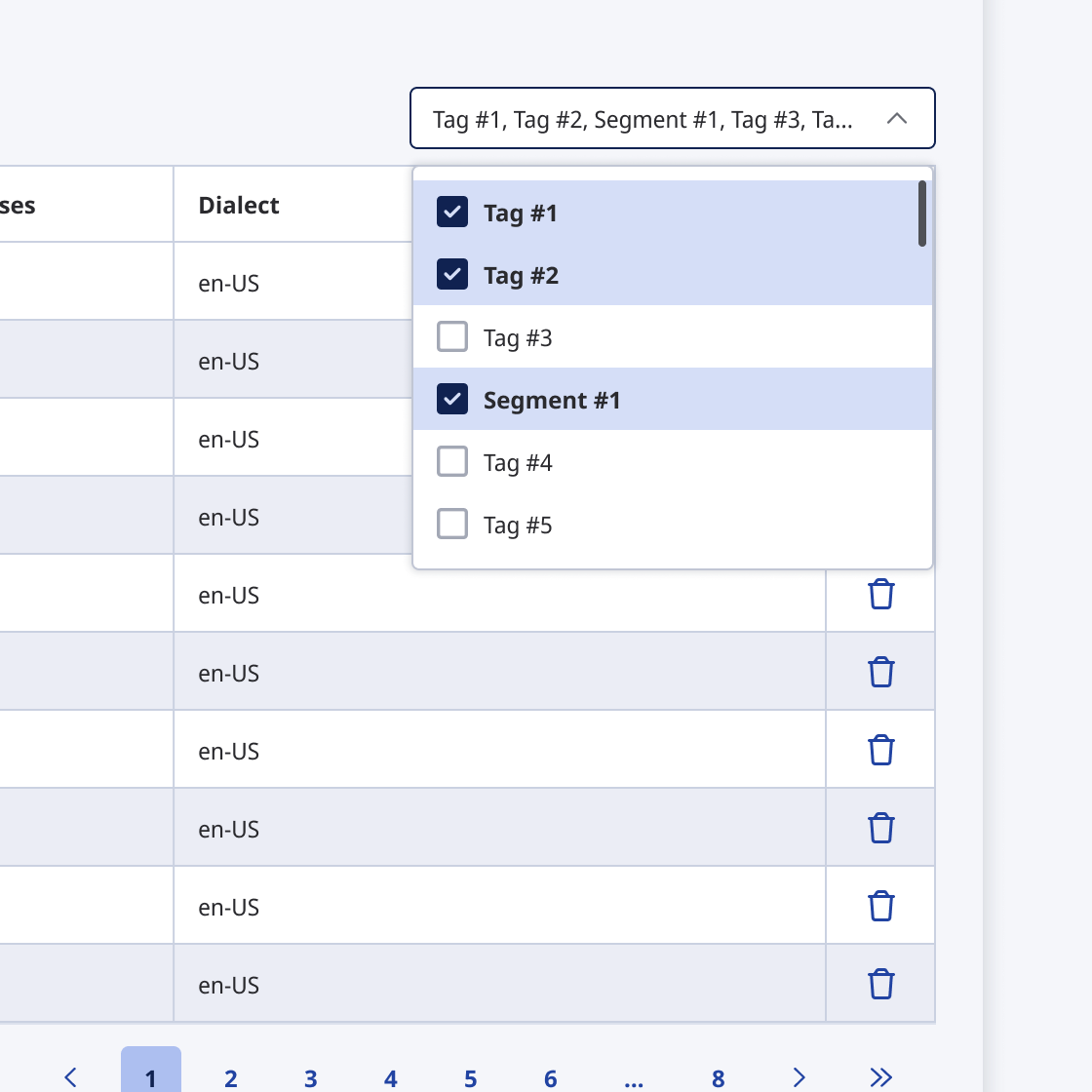 Multi-select dropdown with multiple options selected, each having to be reselected to remove individually.