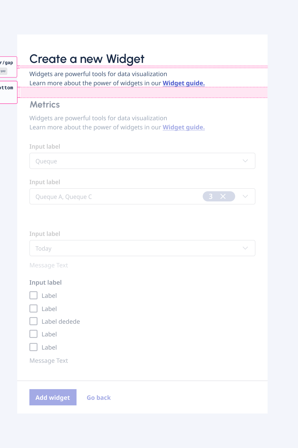 The spacing of the form header.