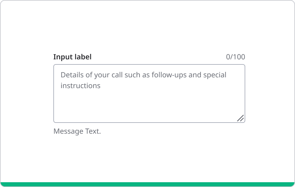 Text area with short but detailed instructional ghost text.