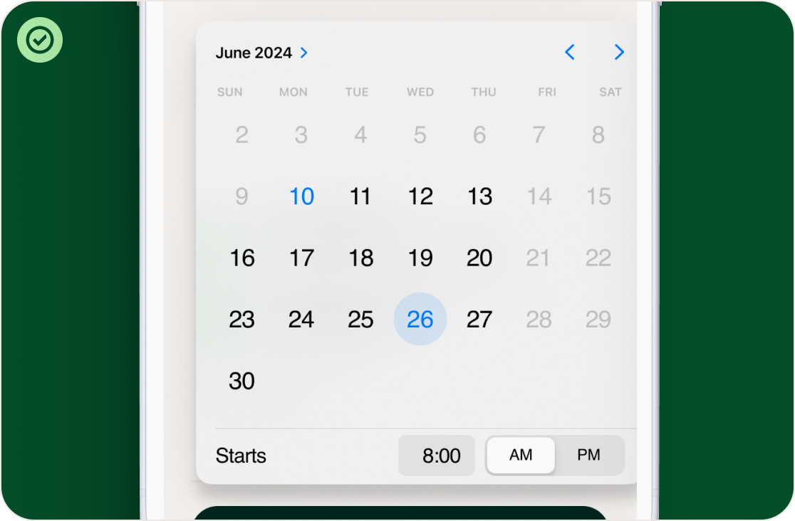 Date picker field usage illustration 2
