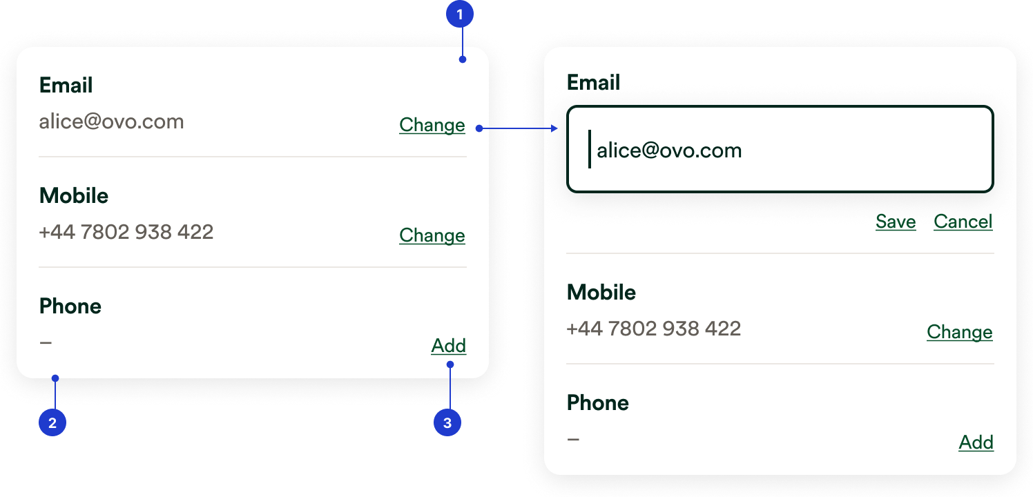 Editable action list