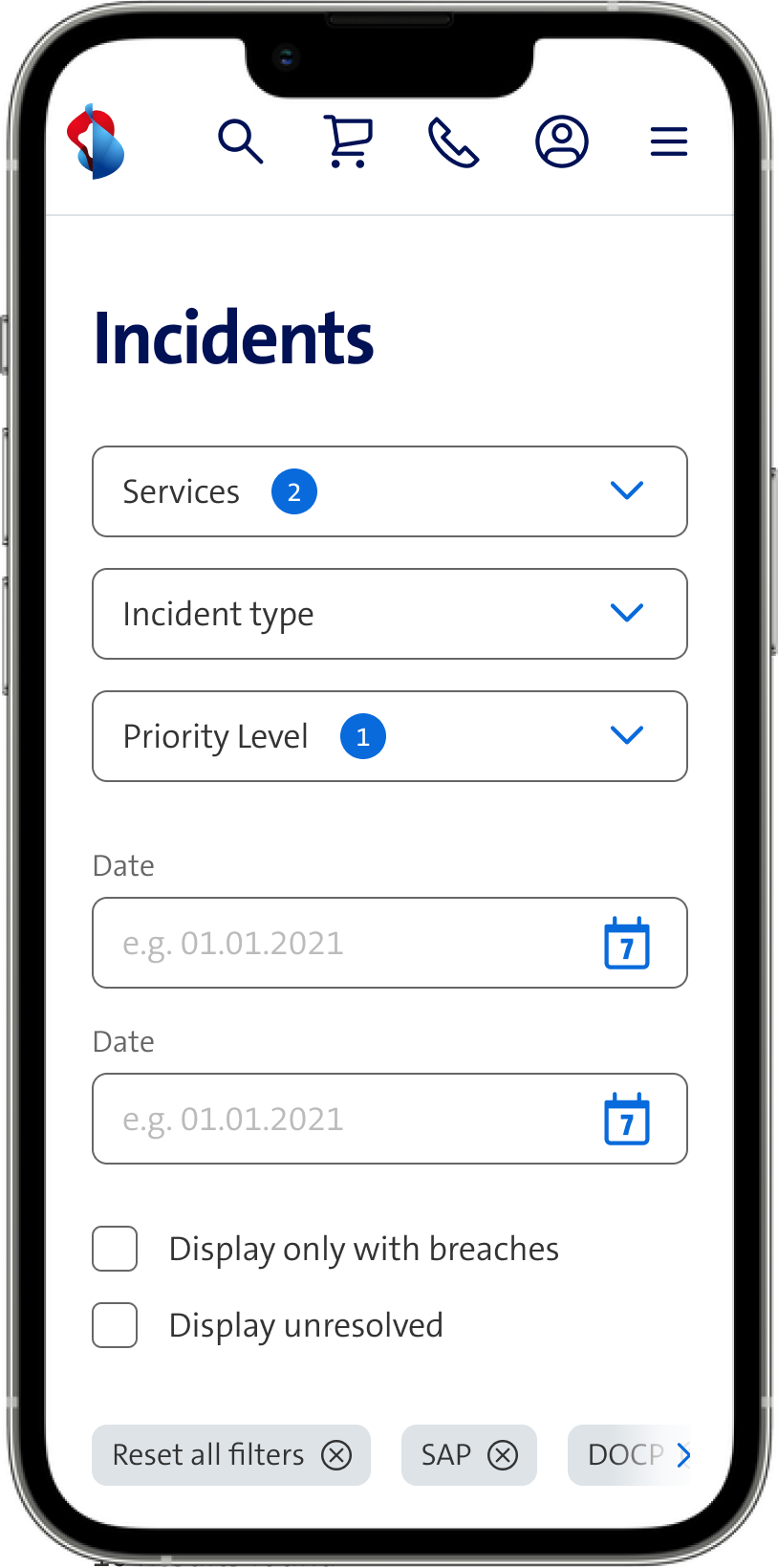Grouped filter on mobile