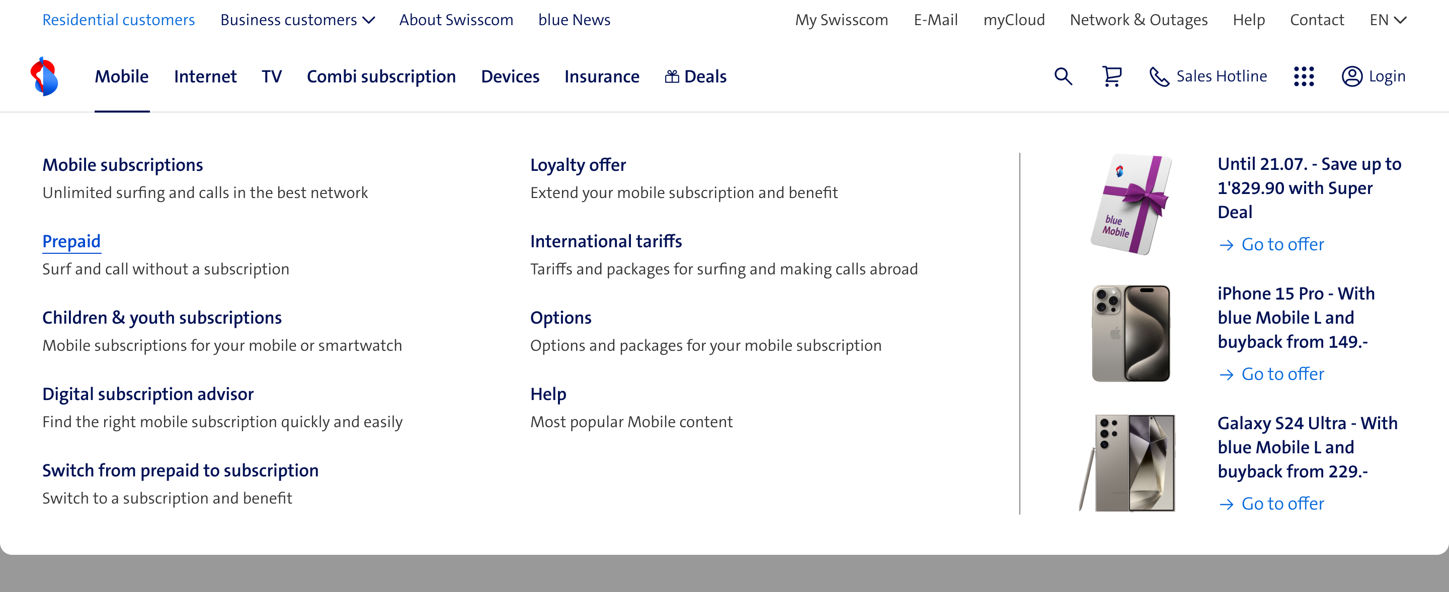 Horizontal navigation menu