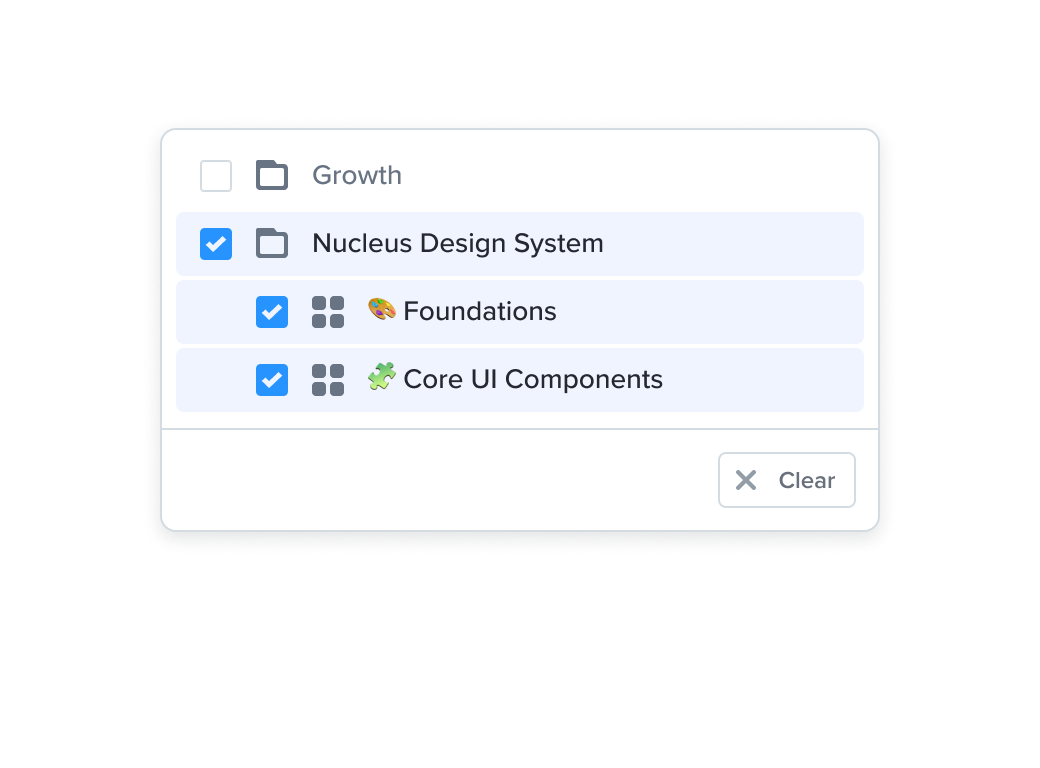 This pattern should flow through nested single selected items. Opening a selected folder should show all subsequent nested items active as well.