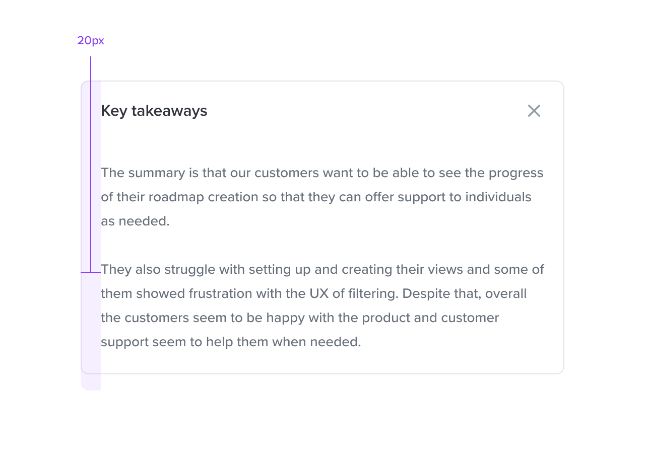 Text and all other components should left-align with any header and footer content within a card.