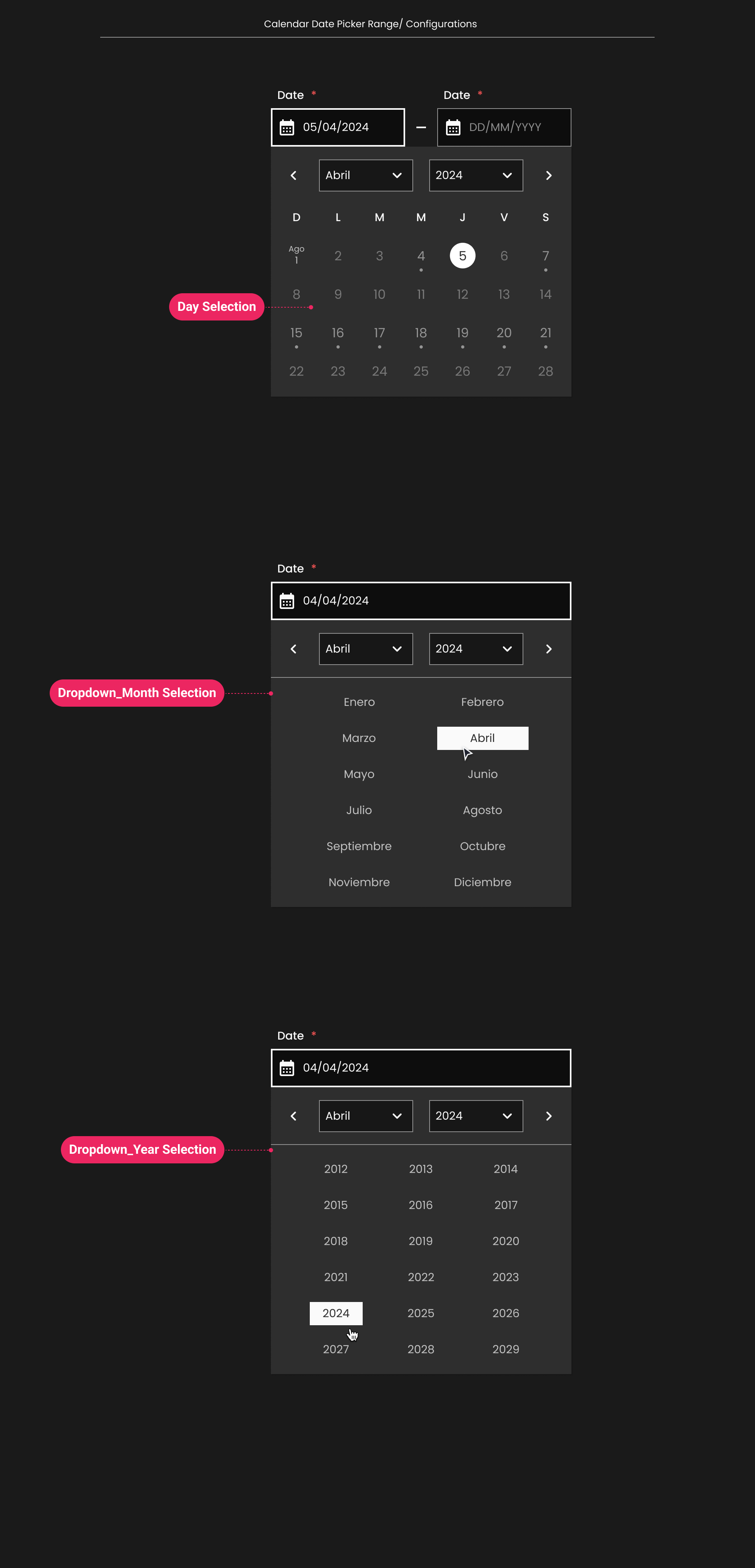 Descripción general | Date picker range | Made with Supernova