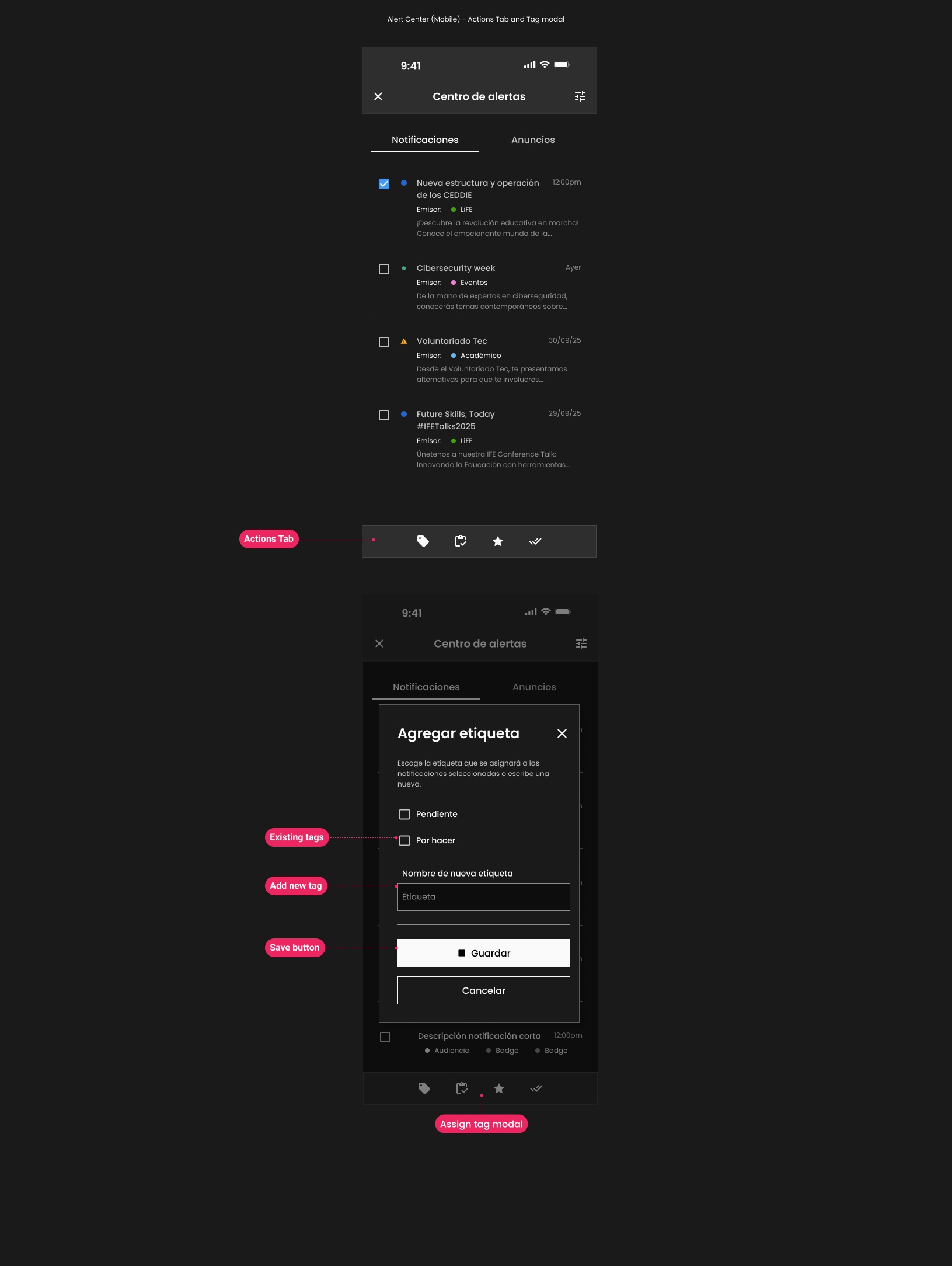 Descripción general | Notification center | Made with Supernova