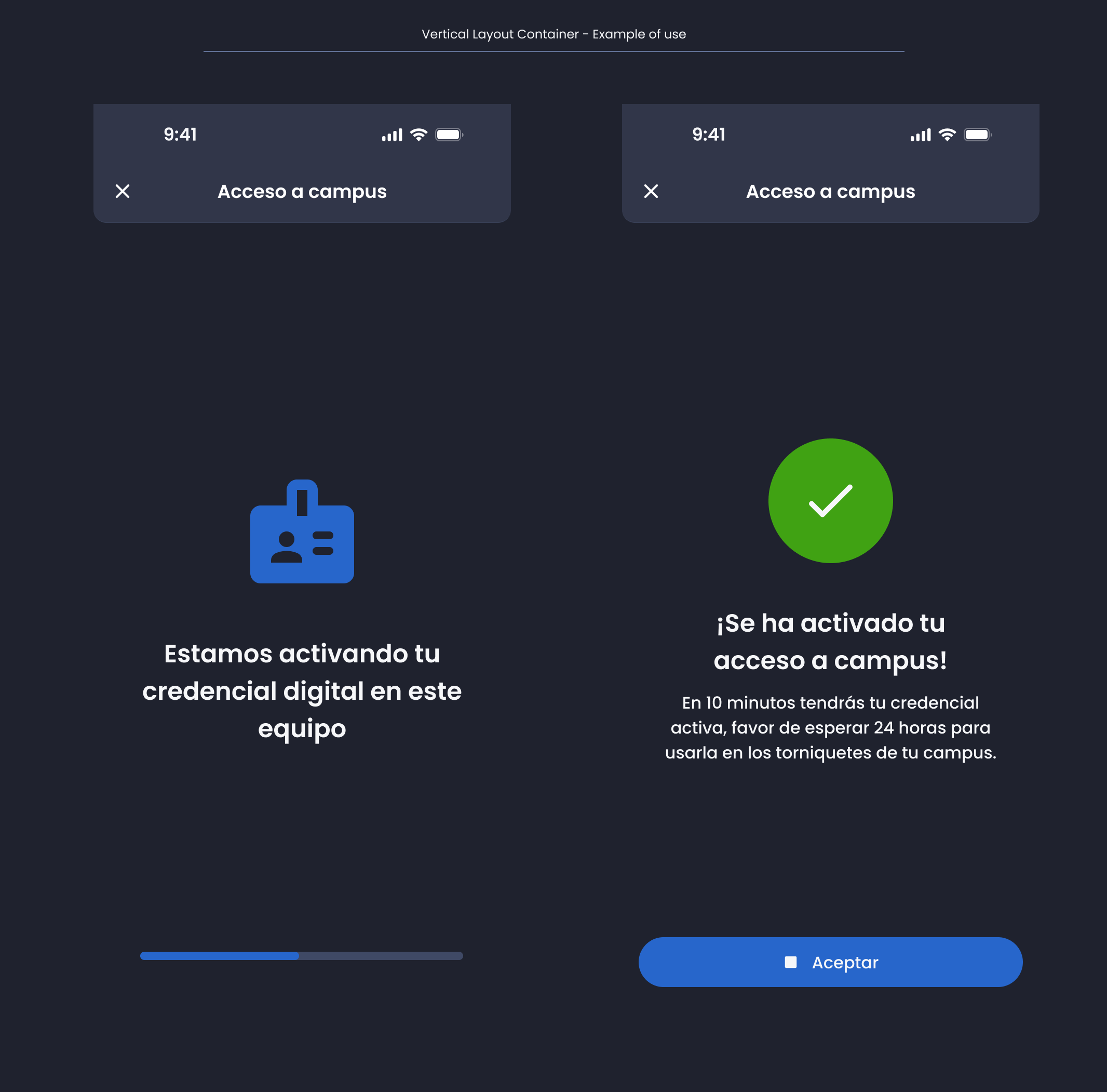 Descripción general | Vertical layout container | Made with Supernova