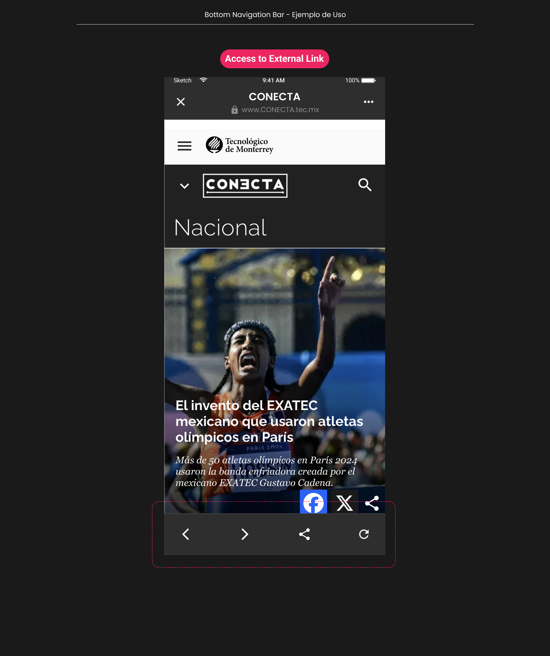 Descripción general | Bottom navigation bar | Made with Supernova