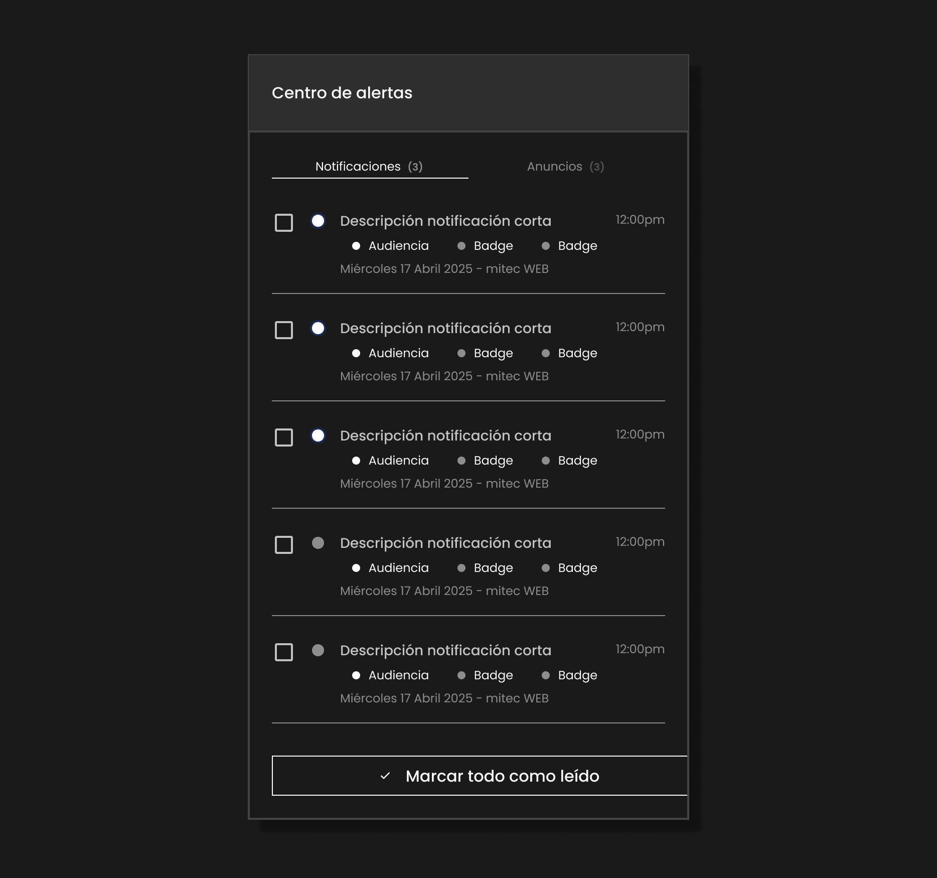 Descripción general | Notification card | Made with Supernova